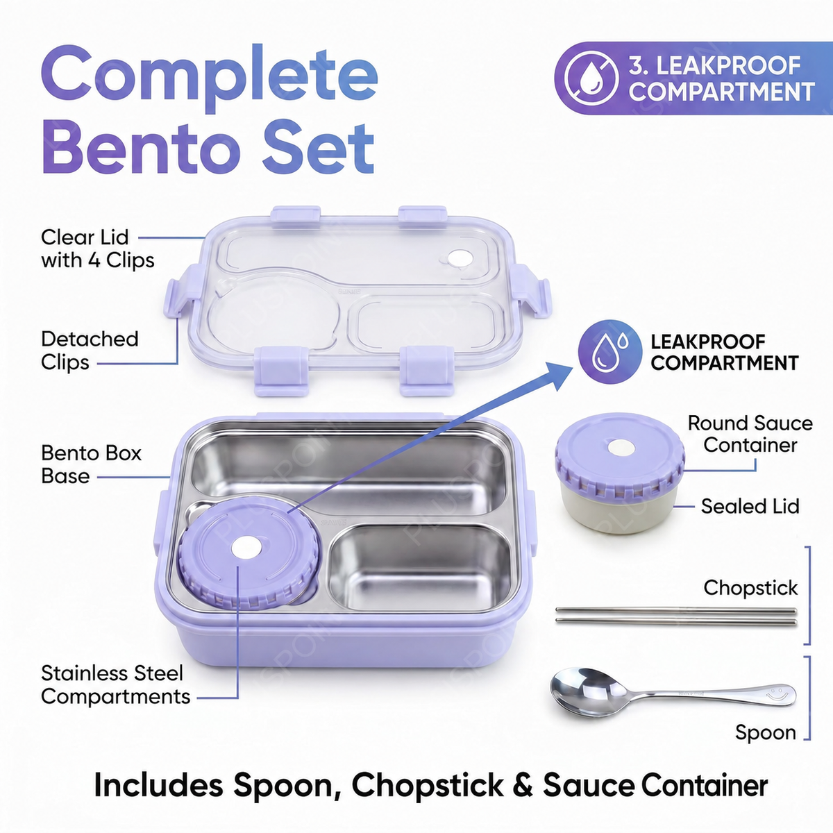 Leak Proof Bento Box for Kids, Adults, Men Women 500 ML (Assorted color)