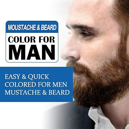 Men's Hair Mustache & Beard Dye for Gray Hair Coverage - Natural Black Color in 5 Minutes, Easy Application Shampoo for Facial Hair 120ml each pack of2